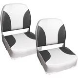 pro.tec Bootssitz Riccione 2er Set Kunstleder klappbar Grau/Weiß