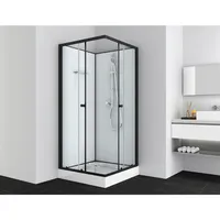 Sanotechnik Komplettdusche mit Schiebetür 90 x 90 cm schwarz Sicherheitsglas PS15B