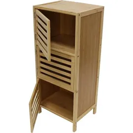 Dekoleidenschaft Beistellschrank Luftig aus Bambus, natur, 3 Türen, 77 cm hoch, schmale Kommode, Schrank, Flurkommode