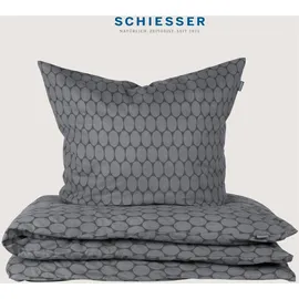 SCHIESSER Drops Feinbiber Grau 135 x 200 cm + 80 x 80 cm