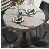 GGM Möbel Bistro Tischplatte | Ø 50 cm | Weiß Marmor | Gastro Tischplatte