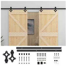 vidaXL Schiebetür links 2 x 210 cm Braun/Schwarz