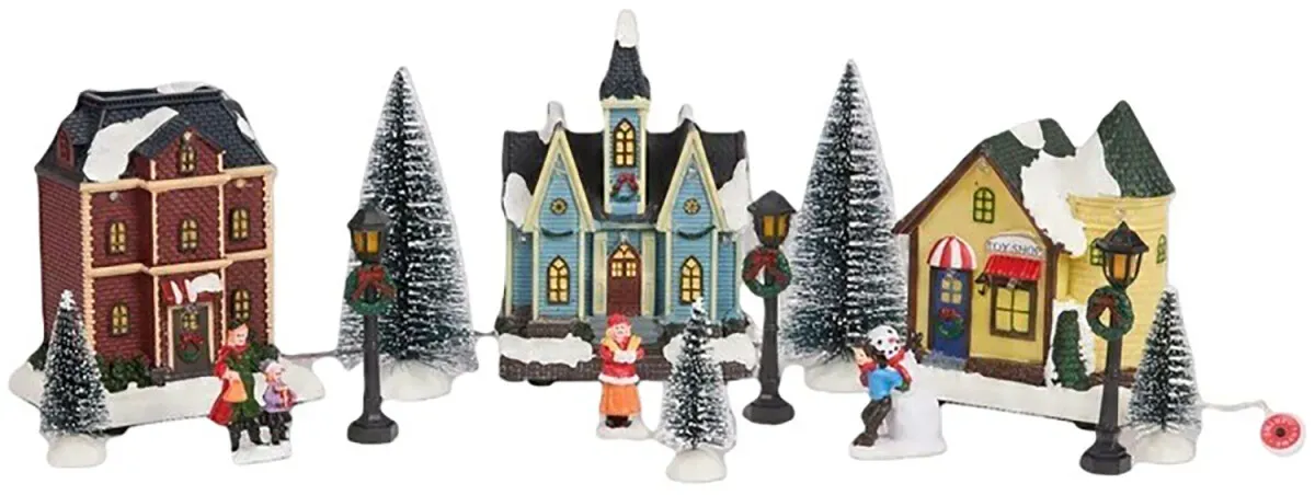Weihnachtsfiguren- und Häuserset Weihnachtsdekoration Dekoration Set 14 teilig A