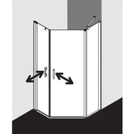 Kermi Pega Fünfeck-Duschkabine PE43R09020VYK 90x90x200cm, silber hochglanz ESG SR Opaco Clean, rechts