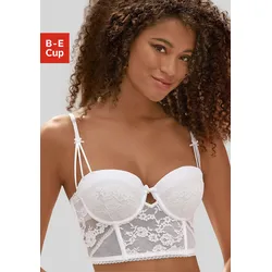 Corsage LASCANA, Damen, Gr. 80, Cup E, weiß, Spitze, Obermaterial: 60% Polyamid, 35% Polyester, 5% Elasthan, feminin, figurbetont, Corsagen, mit edler Spitze und feinem Glitzeraccessoire