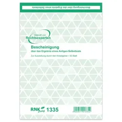 RNK Block A5 Bescheinigung Selbsttest weiß 4002871013352 RNK
