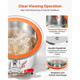 Vevor Vakuumkammer 5,7 L aus Edelstahl, Vakuum-Entgasungskammer mit Gehärtetem Glasdeckel, Schlauch und Luftfilter, für Harzguss, Holzstabilisierung sowie Silikon, Epoxidharz und Ätherische Öle