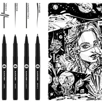 Molotow BLACKLINER SET 3 Fineliner-Set schwarz, 4 St.