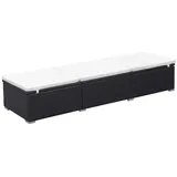 Sonnenliege mit Auflage Poly Rattan Schwarz