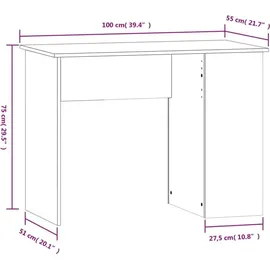 vidaXL Schreibtisch Betongrau 100x55x75 cm Holzwerkstoff
