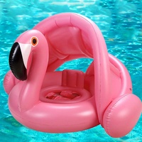 Sunshine smile Baby Schwimmring,Schwimmring Flamingo,Baby Schwimmring mit Sonnenschutz,Baby Schwimmtrainer,Aufblasbarer Schwimmreifen