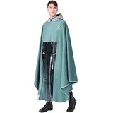 ViLLeX Regenmantel Regenponcho mit Kapuze, Fahrrad Regenj Regenponcho mit Kapuze, for Fahrrad, E-Bike, Roller, Regenschutz (Farbe: Grün, Größe: M) - M