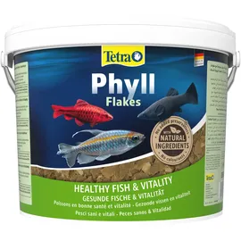 Tetra TetraPhyll Flakes - Fischfutter für alle pflanzenfressenden Zierfische, Flockenfutter mit lebenswichtigen Ballaststoffen, 10 L Eimer