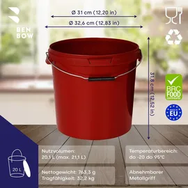 Benbow Eimer mit Deckel 20 Liter Rot