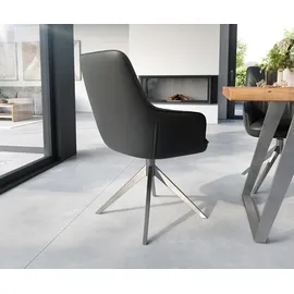 DeLife Polsterstuhl Zelia-Flex mit Armlehnen Kreuzgestell breit Edelstahl Taschenfederkern,