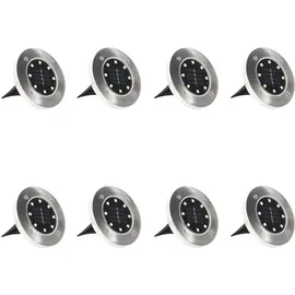 vidaXL Solarleuchte Edelstahl 8 Stk. LED RGB-Lichtfarbe silber