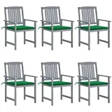 vidaXL Gartenstühle mit Kissen 57 x 57 x 92 cm grau/grün 6 St.