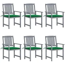 vidaXL Gartenstühle mit Kissen 57 x 57 x 92 cm grau/grün 6 St.