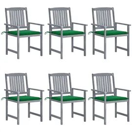 vidaXL Gartenstühle mit Kissen 57 x 57 x 92 cm grau/grün 6 St.