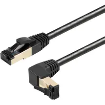 Maxtrack TI49-5L RJ45 Netzwerkkabel, Patchkabel CAT 8.1 S/FTP 5 m Schwarz 90° nach oben gewinkelt, ammoniakbeständig, Einzelschirm