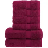 vidaXL 6 Tlg Premium-Handtuch-Set Bordeaux 600 g/m2 100% Baumwolle