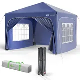 VOUNOT VOUNOT® Pavillon 3x3m mit 4 Seitenteilen & 4 Sandsäcke, Pop Up Faltpavillon, Wasserdicht, Faltbar Gartenzelt Partyzelt, inkl. Tasche, Blau