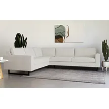PLACES OF STYLE Ecksofa »Pinto, XXL, 250/290 cm, langer Schenkel, Ottomane«, Cord, Chenille, Lederoptik, mit Keder, Metallfüße, Wellenunterfederung