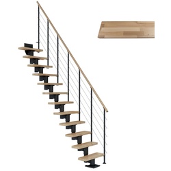 DOLLE Mittelholmtreppe »Dublin«, buchenholz, 14 Stufen, bis 337cm Raumhöhe - grau