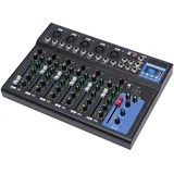 7 Kanal Audio Mischpult Konsole, Verstärker Mini Audio Mixer mit USB Bluetooth, Phantomspeisung 48V für Stereoanlage Streaming