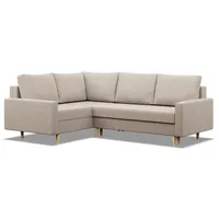 Links Ecksofa mit Schlaffunktion, Wendekissen, Beige - Beige