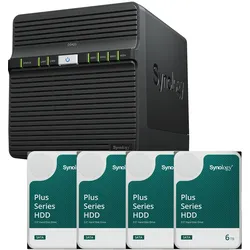 Synology DiskStation DS423 4 Einschübe NAS-Server Leergehäuse + 4x Synology Plus 3.5 SATA HDD Festplatte 6TB (4x 6TB)"
