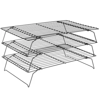 cuesvap 3-lagiges Abkühlgitter, Stapelbar, Klappbar Kuchengitter Auskühlgitter, Brot Backen Zubehör für Kuchen, Grillen, Kekse & Plätzchen, 15.74×9.84In/40 x 25 cm