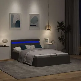 vidaXL Bett mit Bettkasten Hydraulisch LED Dunkelgrau Stoff 140x200 cm