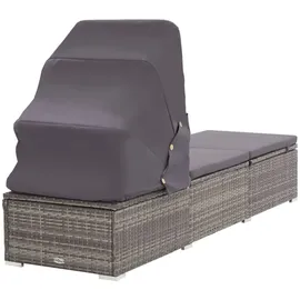 vidaXL Sonnenliege 195 x 60 x 110 cm grau inkl. Sonnendach