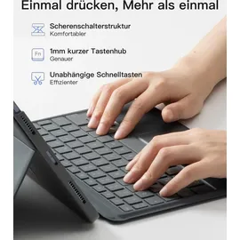 Inateck Tastatur Hülle für iPad Air 6 11 Zoll 2024,iPad Air 5/4 10.9 Zoll,iPad Pro 11 Zoll 4/3/2/1,Hoch-/Querformat Ständer,Abnehmbare Touchpad mit 7-Farbiger Hintergrund Beleuchtung,QWERTZ, KB04111