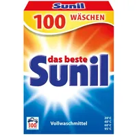 Sunil aktiv Pulver - Vollwaschmittel - für 100 Wäschen - Flecklösekraft, hautverträglich, mikroplastikfrei, vegan - 5 kg