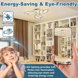 trmlbe Deckenleuchte LED Deckenlampe mit Holzverzierung Modern Lampe Zimmerlampe Kinderzimmerlampe, für Schlafzimmer Wohnzimmer