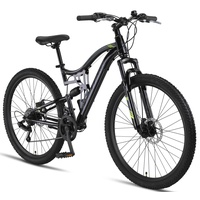 Chillaxx Bike Falcon Premium Mountainbike in 24 und 26 Zoll - Fahrrad für Jungen, Mädchen, Damen und Herren - Scheibenbremse- 21 Gang-Schaltung - Vollfederung (Schwarz-Disc-Bremse, 27,5 Zoll)