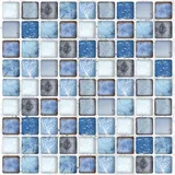 ANHUIB Blue Mosaik Selbstklebend Fliesenaufkleber,Fliesenfolie für Badezimmer,Klebefliesen Küche,Fliesenaufkleber Bad,Küchenrückwand Wasserdichte Selbstklebende Tapeten,Fliesen Bad Tapeten,44X300cm