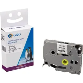 G&G Schriftband ersetzt Brother TZe-221, 9,0 mm x 8 m s/w