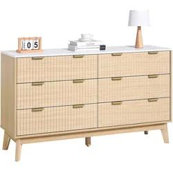 VEVOR Kommode mit 6 Geriffelten Schubladen Schubladenschrank 399x1372x813mm