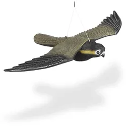Relaxdays Vogelschreck Falke, fliegender Greifvogel als Vogelscheuche, Raubvogel Attrappe, Vogel lebensgroß, mehrfarbig