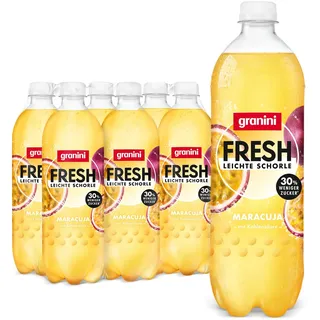 granini FRESH Maracuja (6 x 0,75l), Maracuja-Erfrischungsgetränk, mit Kohlensäure, echte Früchte, wenig Kalorien, ohne Süßungsmittel, vegan