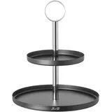 Fink zweistöckige Etagere 34 cm rundes schwarzes Stufentablett mit Haltering