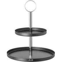 Fink zweistöckige Etagere 34 cm rundes schwarzes Stufentablett mit Haltering