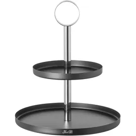 Fink zweistöckige Etagere 34 cm rundes schwarzes Stufentablett mit Haltering