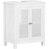 SoBuy Waschbeckenunterschrank mit Gitteroptik-Türen MDF Weiß 50 cm BZR35-W
