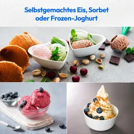 Medion Eismaschine mit Kompressor (selbstkühlend, geeignet für die Zubereitung von Eiscreme, Frozen Yoghurt & Sorbet, 1 L, 1 bowls, Blue, 60 min, Aluminium
