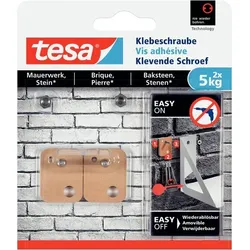 Tesa Klebeschraube für Mauerwerk und Stein (bis 5kg), rechteckig, Packung mit 2 Stück