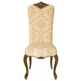 Casa Padrino Luxus Barock Esszimmer Stuhl Beige / Dunkelbraun H. 120 cm - Barock Möbel